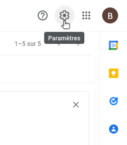 accès paramètres Gmail